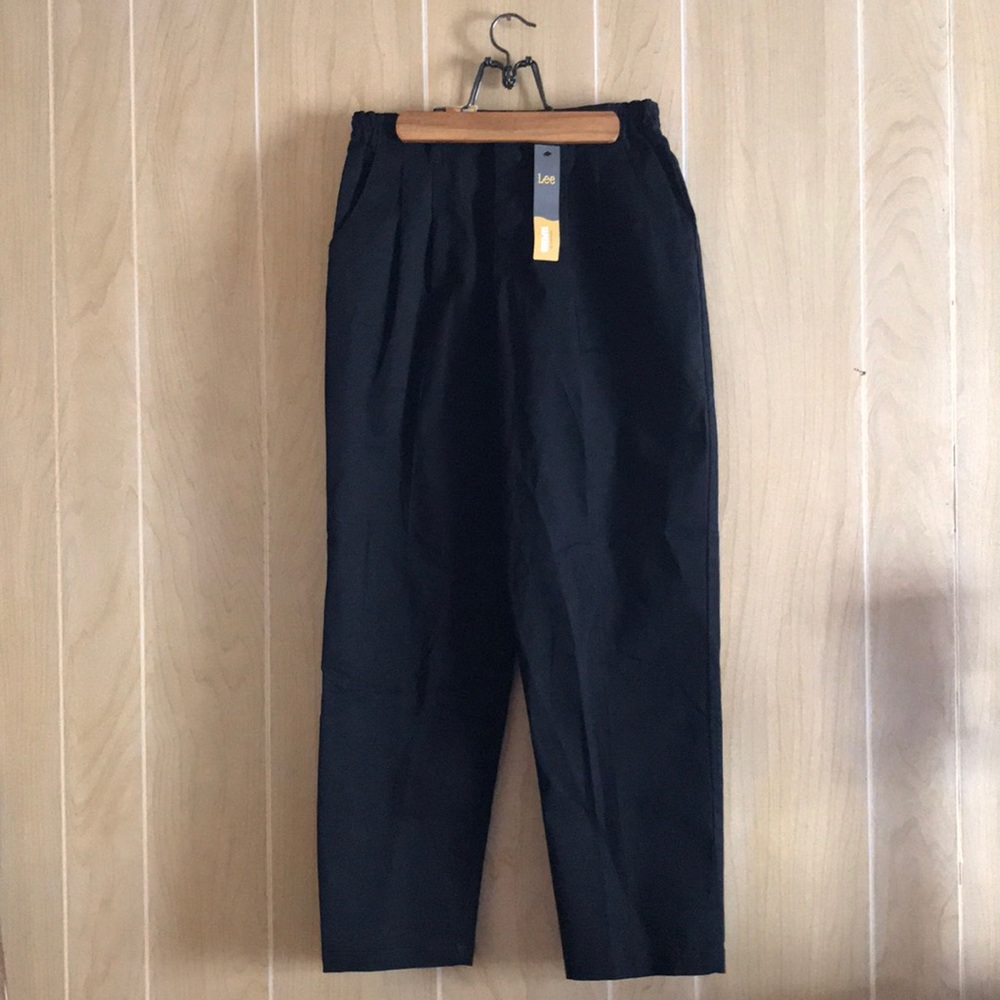 NWT Lee 8 Petite Black Tapered Leg High Rise Pleated Trouser Pants